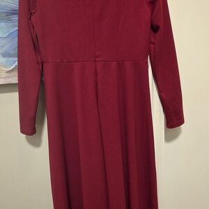 Elegant Red Long Sleeve Dress